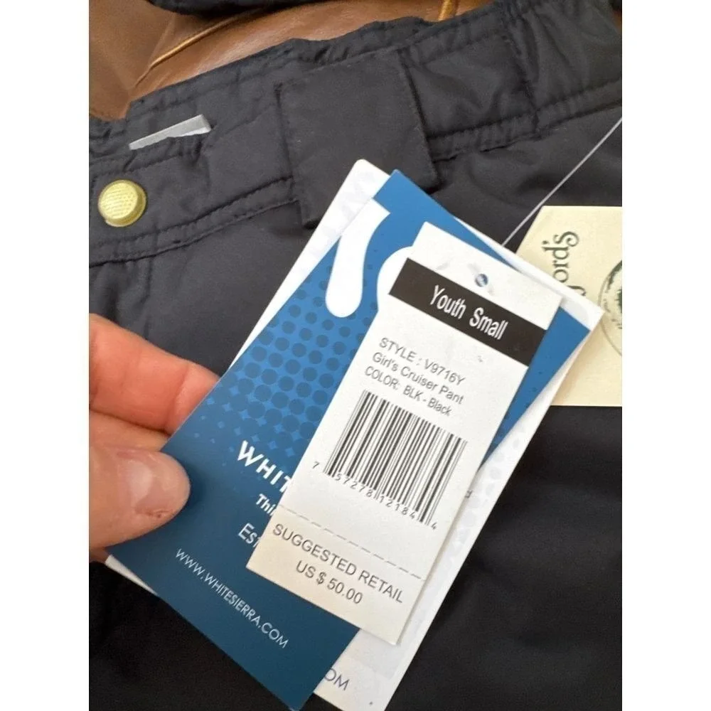 White Sierra Girl's Cruiser Insulated Snow‎ Pant - Black size XSmall 4/5